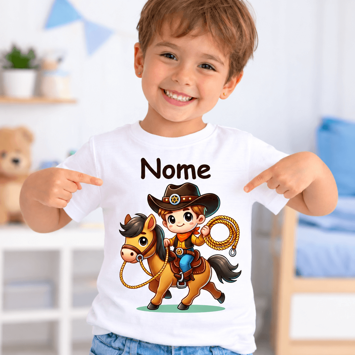 Camiseta Cowboy Personalizada com nome tema Rodeio Menino
